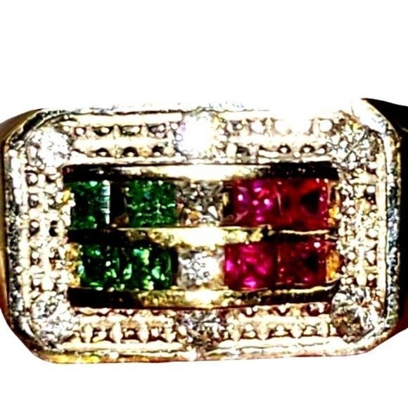 Cubic Zirconia Band Ring 14K Yellow Gold real size 10 - Picture 2 of 6